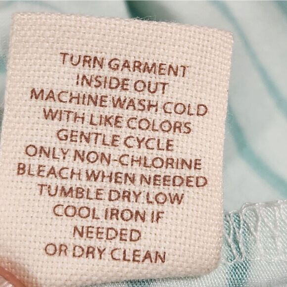 🔹️NWT Brit.NY Green & White Striped "love" Short Sleeve Top Medium - Picture 10 of 10